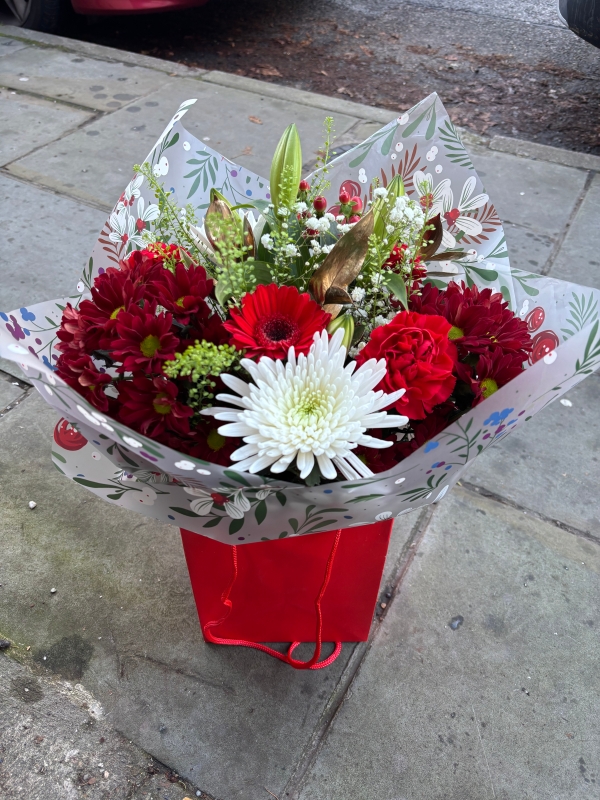 Red and gold hand tied