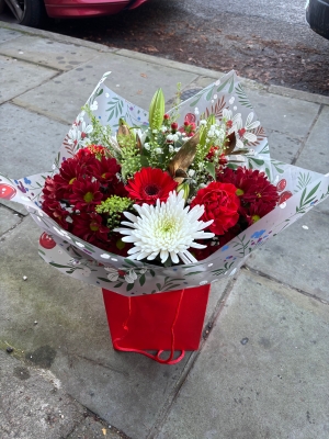 Red and gold hand tied