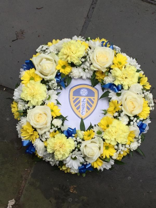 Leeds united wreath buy online or call 01623 622002