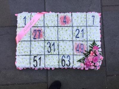 Bingo card funeral tribute