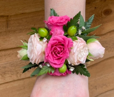 Wrist corsage hot pink