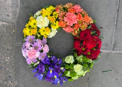 Rainbow grouped wreath