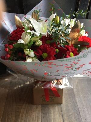 Red and gold hand tied