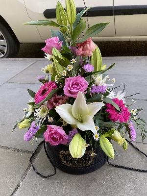 Tall hatbox arrangement