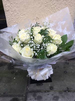 White rose hand tied