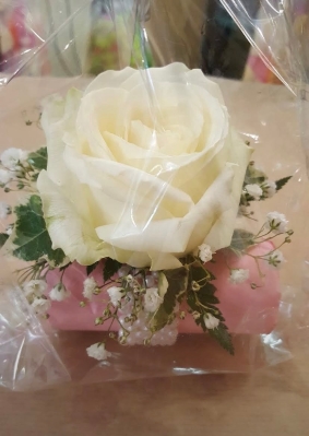 White rose wrist corsage