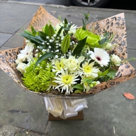 Green and White Handtied