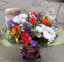 Orange and purple Handtied