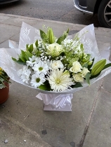 white and green hand tied