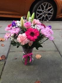 Pink glass Vase arrangement