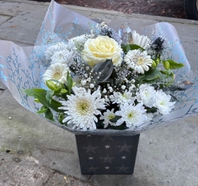 White and silver Xmas hand tied