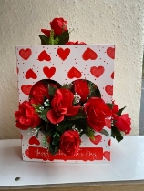 Living card with silk roses