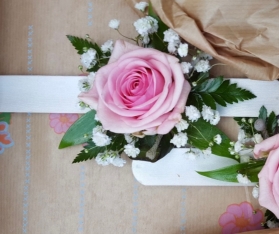 White rose wrist corsage