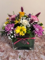 Mother’s Day glass cube arrangement