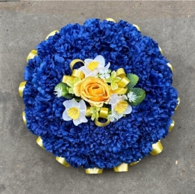 Artificial Blue and yellow posy pad