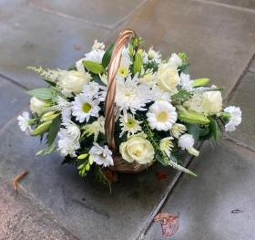 Beautiful white basket arrangement