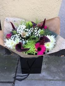 Cerise and green hand tied