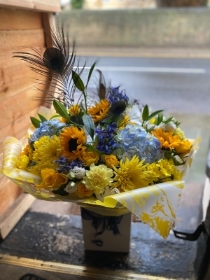 Deluxe yellow and blue hand tied