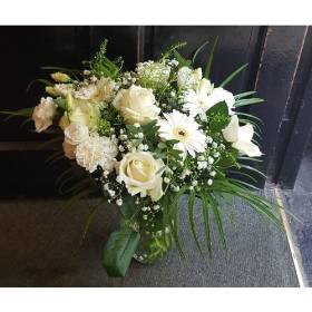 Green and White Vase Arrangement