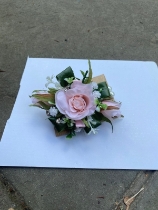 Pale pink silk prom corsage