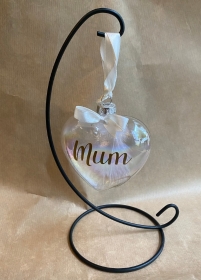 Personalised Glass heart bauble