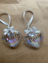 Personalised Glass heart bauble