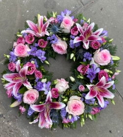 Pink lily wreath