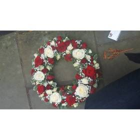 Red and White Rose Wreath