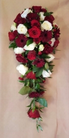 Red and white shower bouquet