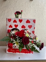 Valentine’s Day Living card fresh flowers