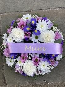 White,purple and lilac wreath