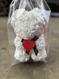 White Valentine rose bear